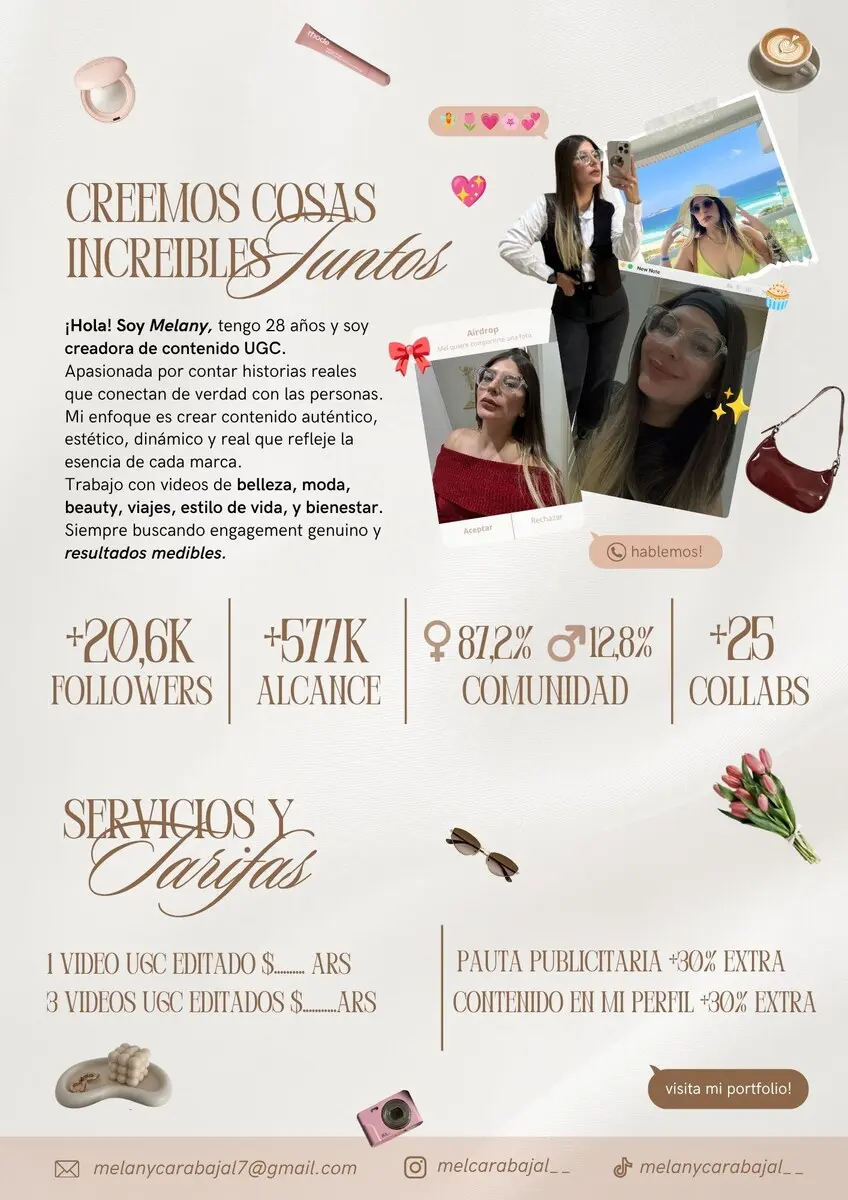 Media kit diseñado para Melany Carabajal