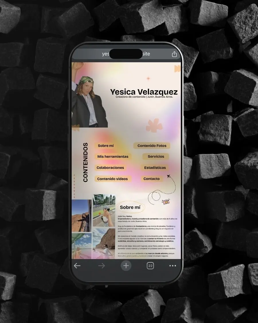 Portfolio diseñado por Impulso Creativo para una creadora de contenido